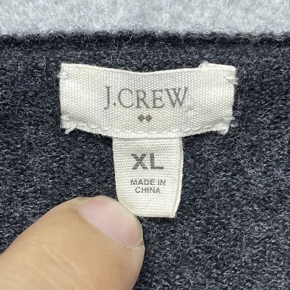 J.Crew Argyle Wool Blend Cardigan Sweater XL Gray & Purple - Picture 2 of 5